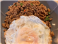 minced pork with rice and fried egg